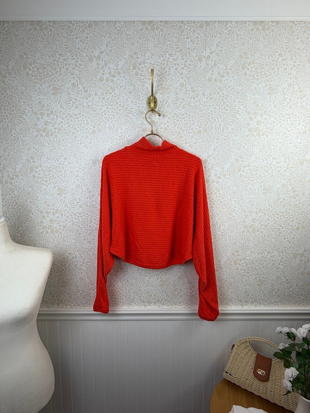 Pilcro by Anthropologie Red Cozy Ribbed Turtleneck Batwing Pullover - Size - XS - Picture 7 of 9